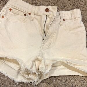 Madewell Cream Distressed Jean Shorts